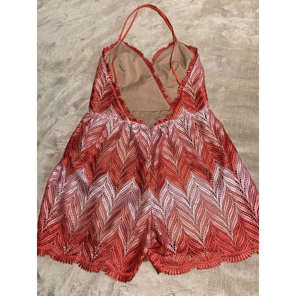 Dress the Population Coral Pink Lace Halter Romper